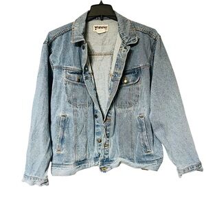 Wrangler Men’s Vintage Denim  Blue Jean Jacket size XL Cotton button front